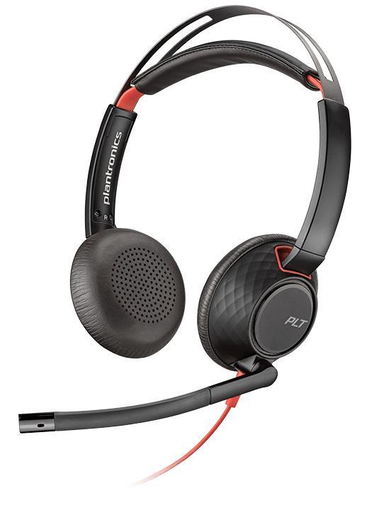 POLY Blackwire 5220 Auricolare Cablato A Padiglione Musica e Chiamate USB tipo-C Nero Rosso