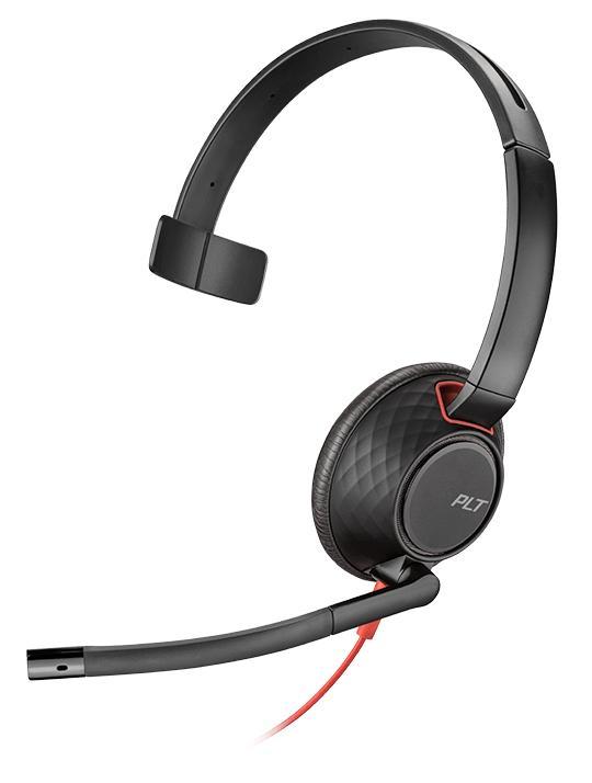 POLY Blackwire 5210 Auricolare Cablato A Padiglione Musica e Chiamate USB tipo-C Nero Rosso