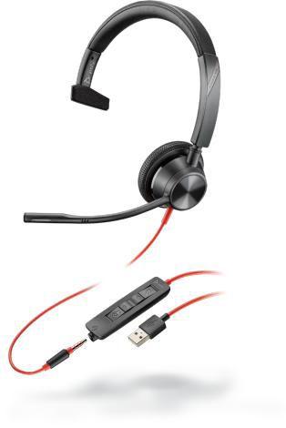 POLY Blackwire 3315 Auricolare Cablato A Padiglione Ufficio USB tipo A Nero
