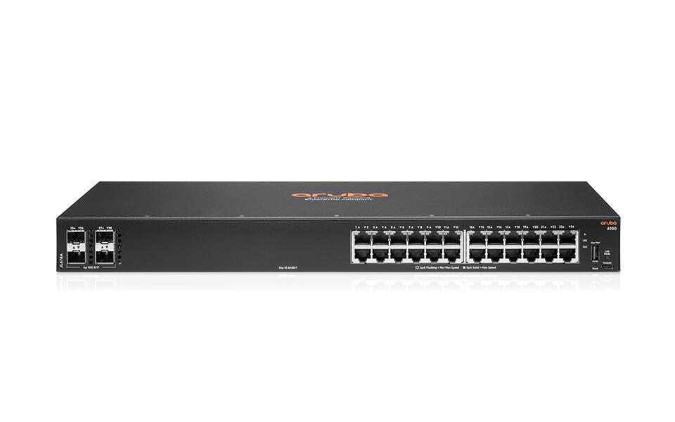 HPE Aruba CX 6100 24G 4SFP+ Switch L3 gestito+ 4x1/10 Gigabit SFP+ Flusso d'aria laterale (JL678A)