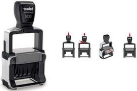 Trodat Date Stamp Professional 4.0 5430 - Alloggiamento prenotato: acciaio inossidabile spazzolato, cappuccio a colori: nero -