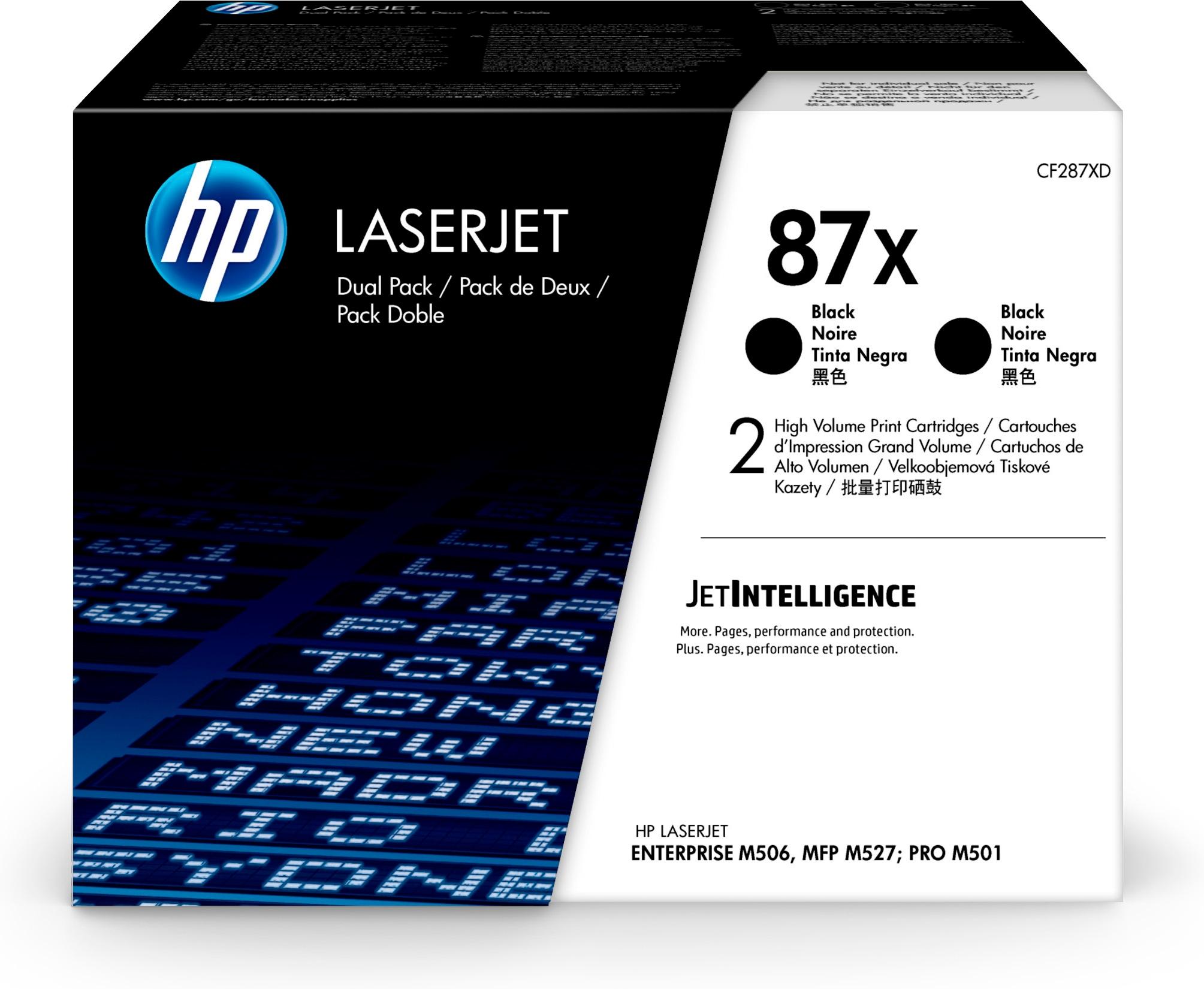HP Confezione da 2 cartucce toner nero originale ad alta capacitÃ  LaserJet 87X