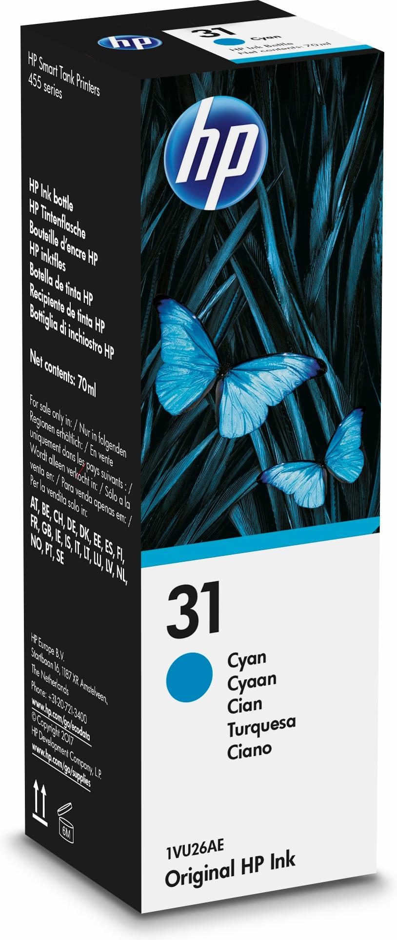 HP 31 70-ml Cyan Original Ink Bottle Originale