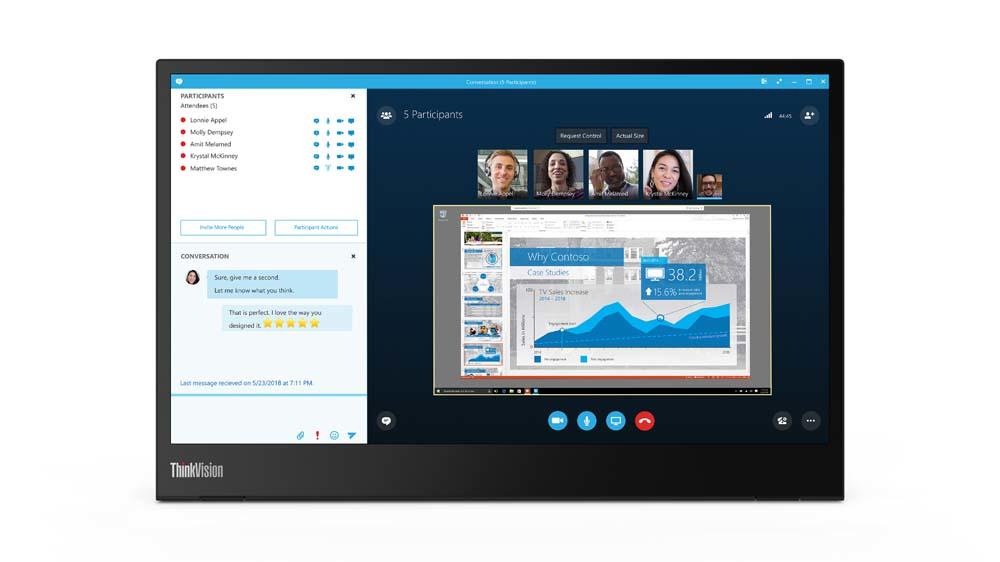 Lenovo ThinkVision M14 LED display 356 cm 14 1920 x 1080 Pixel Full HD Nero (Lenovo ThinkVision M14 - LED monitor - 14 - portab