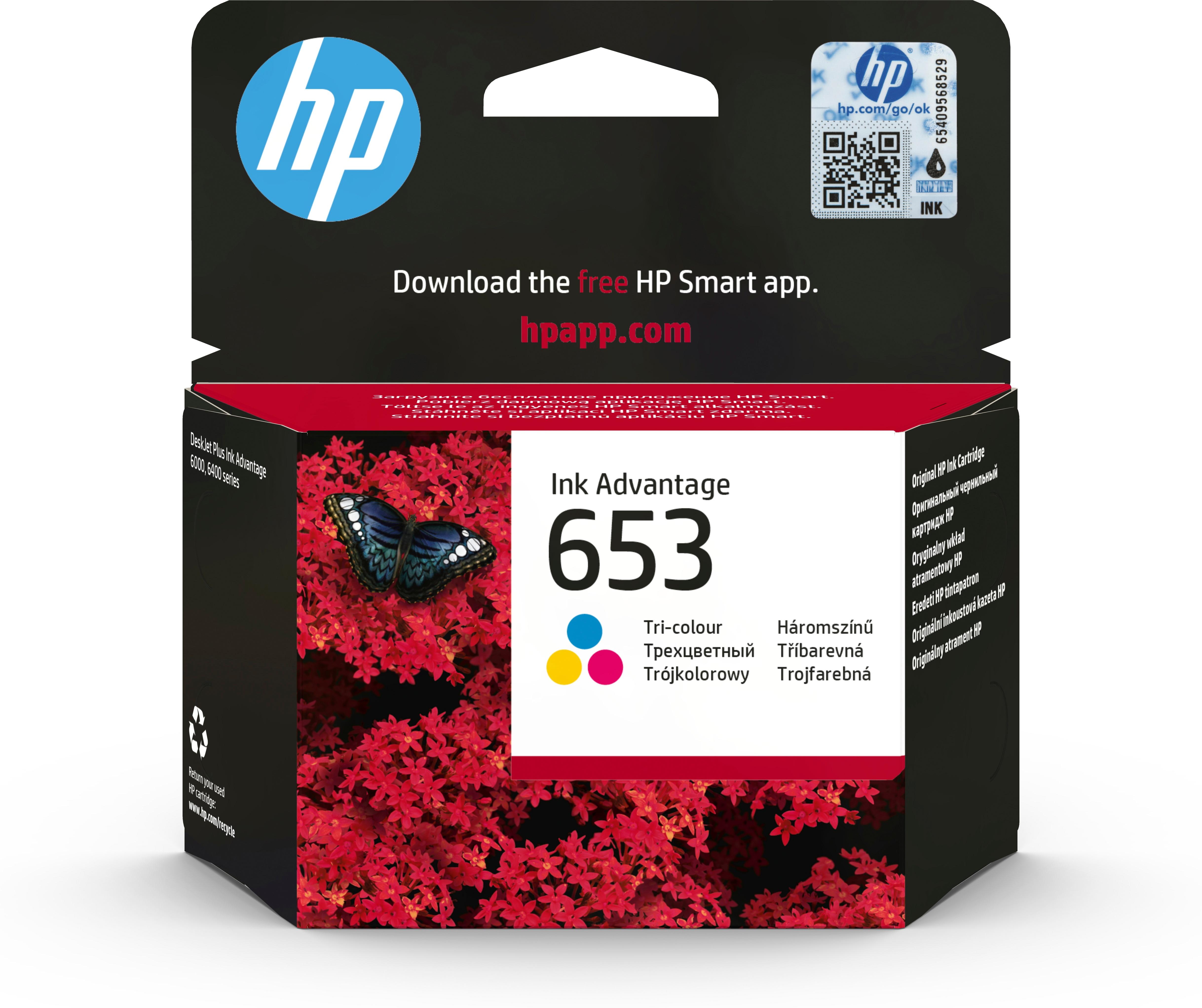 HP 653 Tri-color Original Ink Advantage Cartridge - Ink - [C][Y][M] - per HP DeskJet Plus Ink Advantage 6070, 6400 series