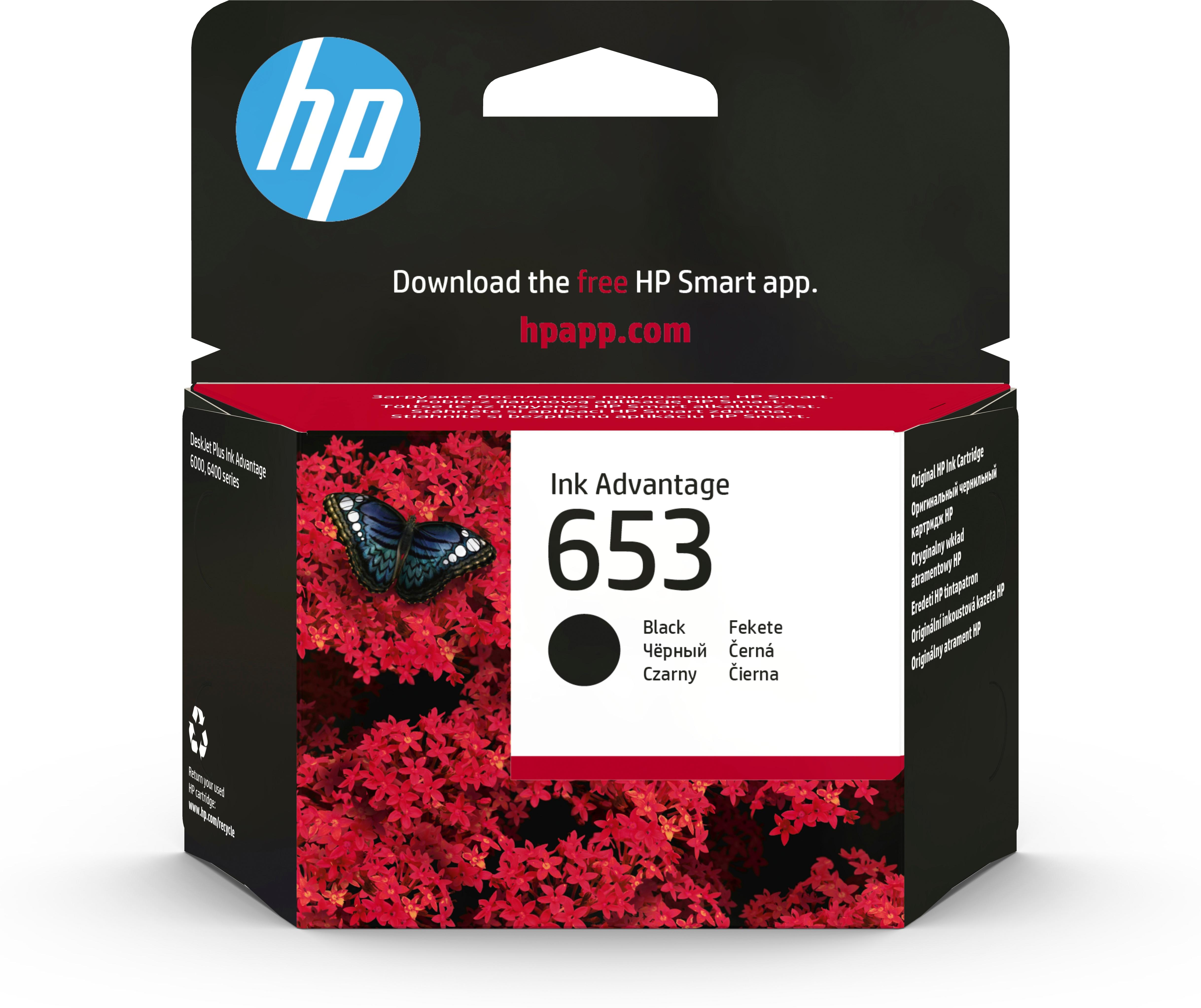 HP 653 Black Original Ink Advantage Cartridge - Ink - [K] - per HP DeskJet Plus Ink Advantage 6070, 6400 series