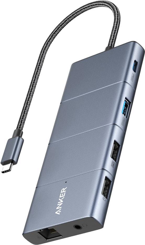 Anker Innovations A83880A1 hub di interfaccia USB tipo-C 10000 Mbit/s Grigio (Anker 565 USB-C Hub [11-in-1] 1 x 10Gb)
