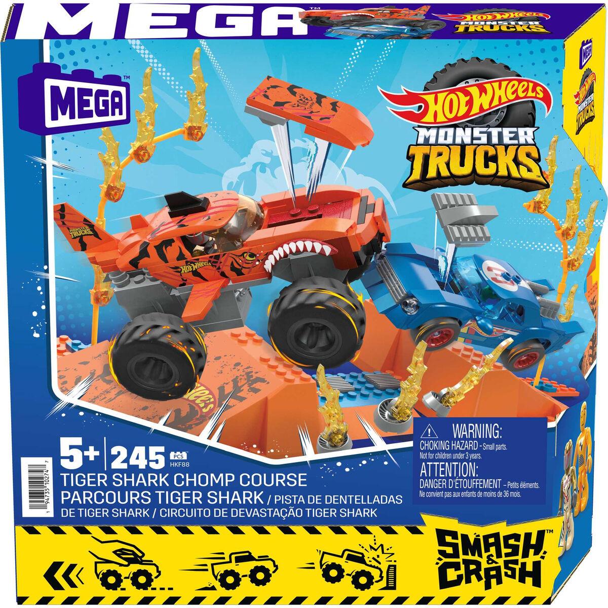 Kit di costruzione Hot Wheels Mega Construx - Smash & Crash Shark Race 245 Pezzi