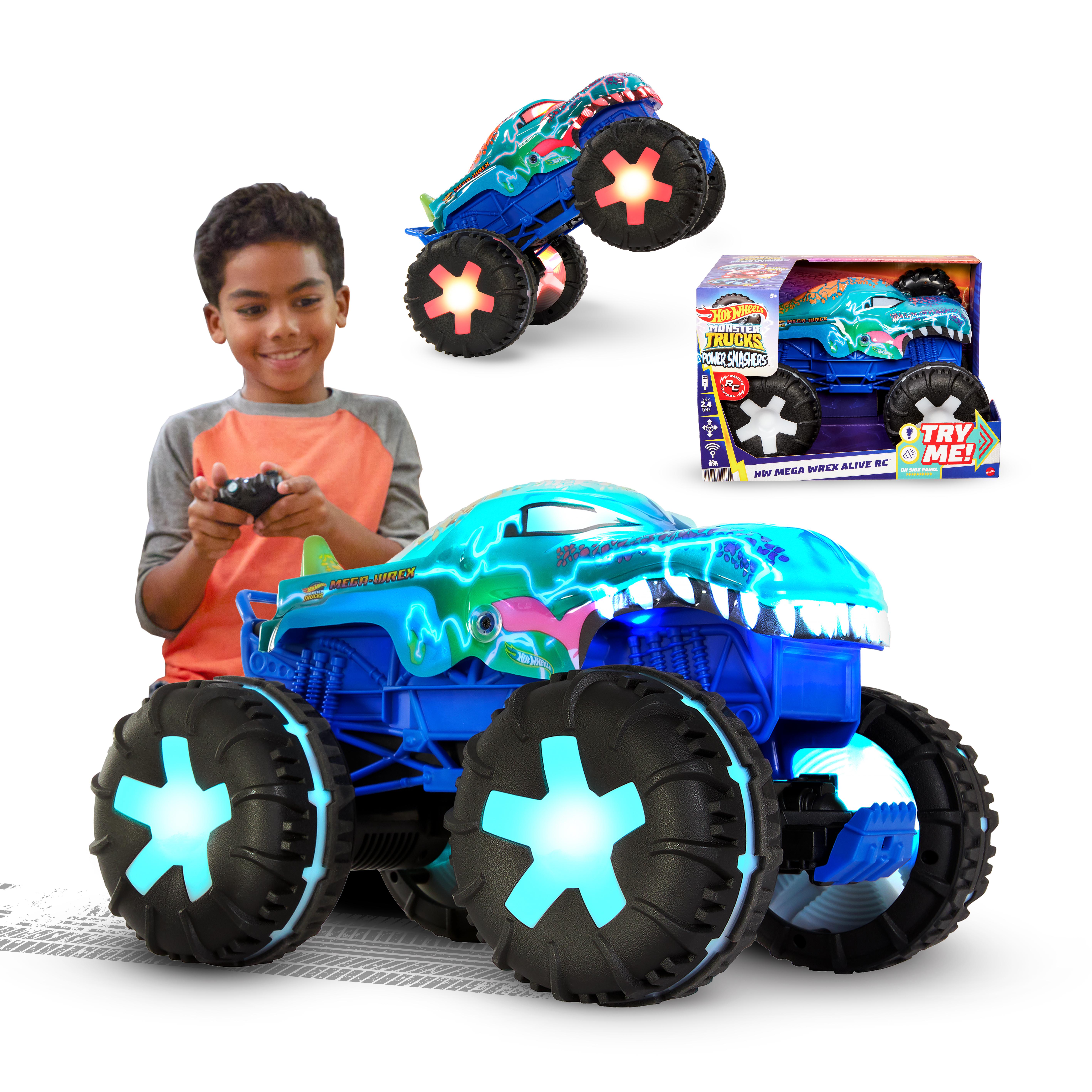 Hot Wheels Monster Trucks Mega-Wrex Alive In Scala 1:15, Veicolo Radiocomandato, Radiocomando Alimentato A Batteria Con Luci E