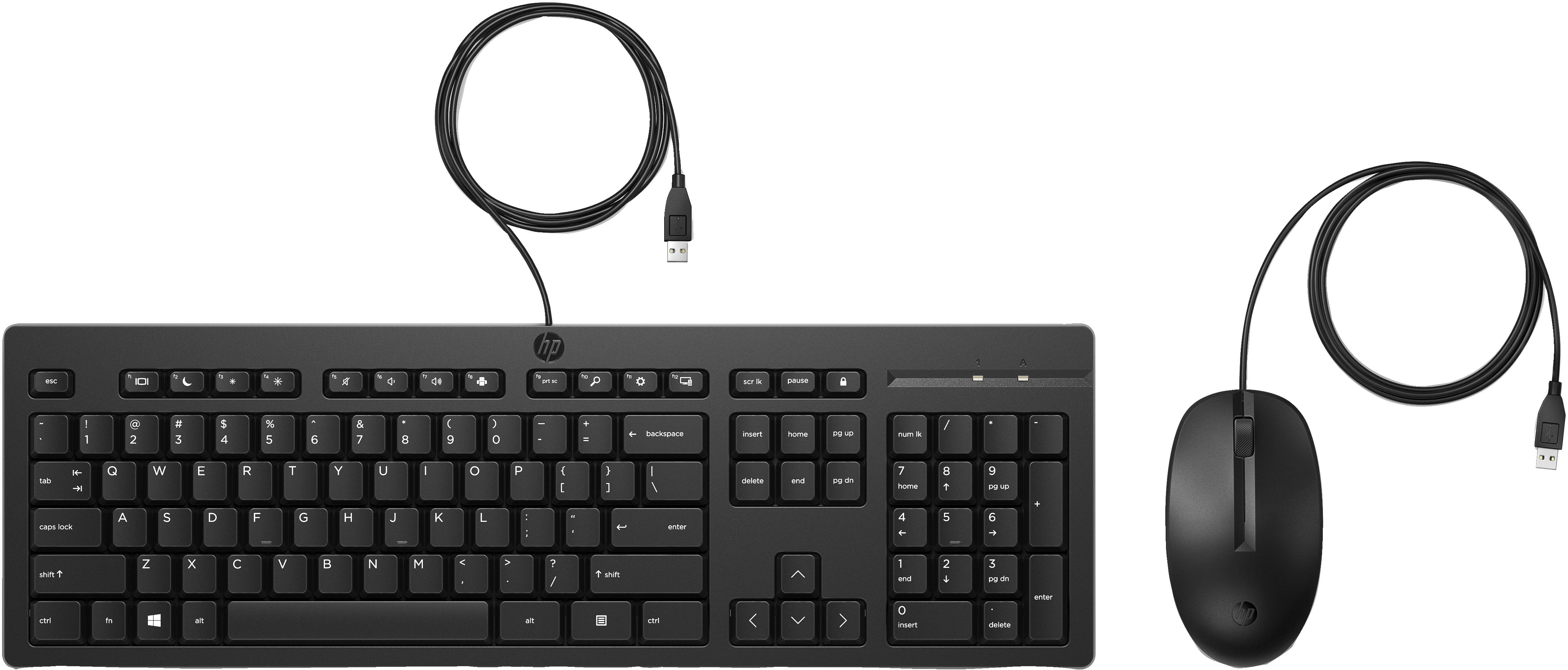 HP Mouse e tastiera 225 Wired (225 Wired Mouse and Keyboard - Combo Denmark)