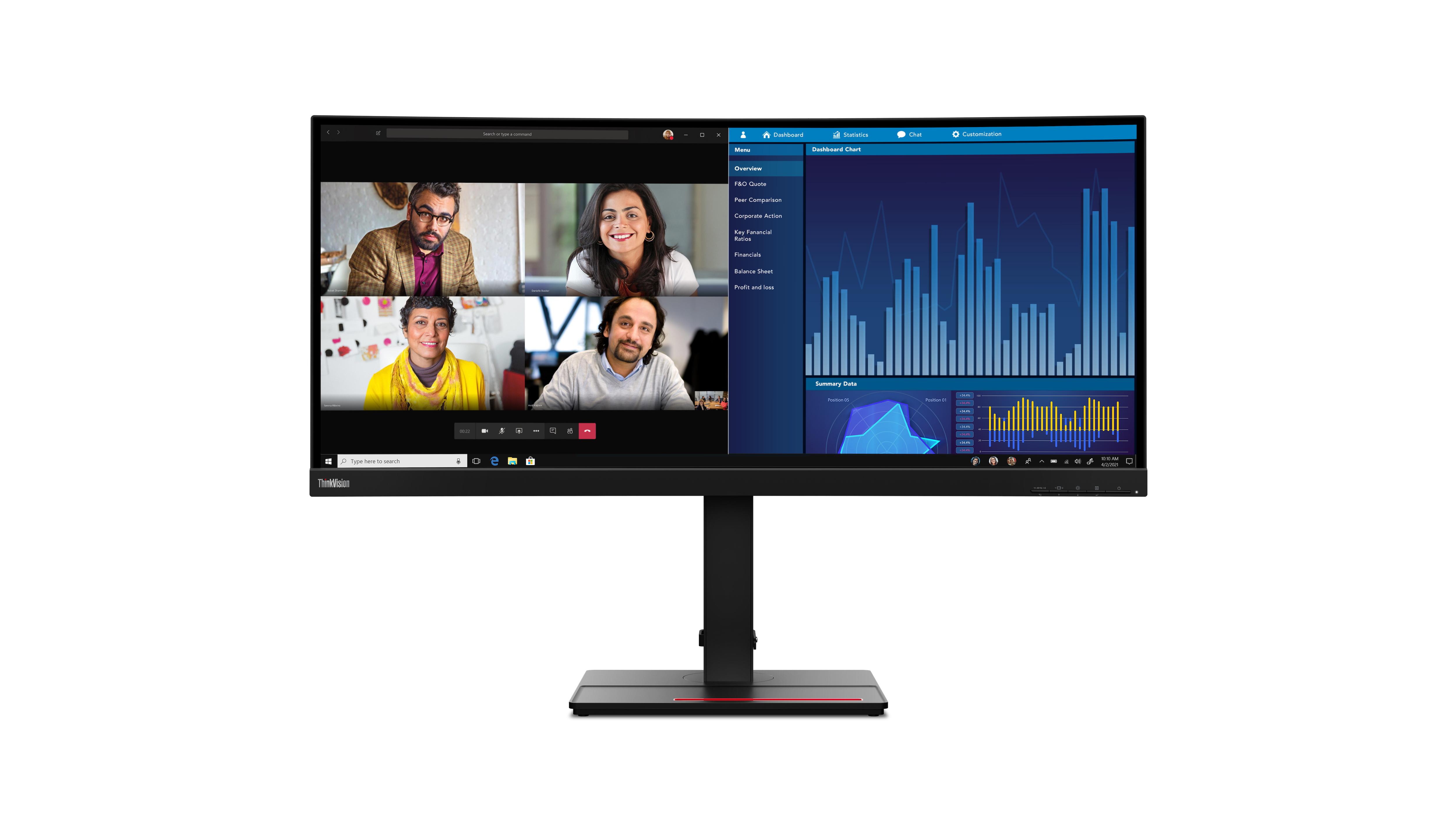 Lenovo ThinkVision P34w-20 LED display 86,7 cm (34.1") 3440 x 1440 Pixel Wide Quad HD Nero