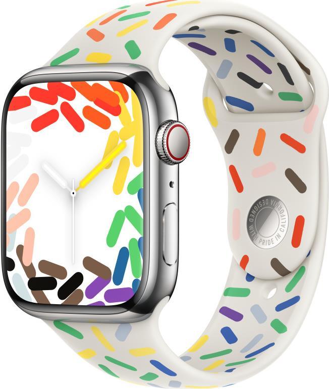 Apple MUQ43ZM/A accessorio indossabile intelligente Band Multicolore Fluoroelastomero (-APPLE WATCH 45 PRIDE EDITION SB M/L)