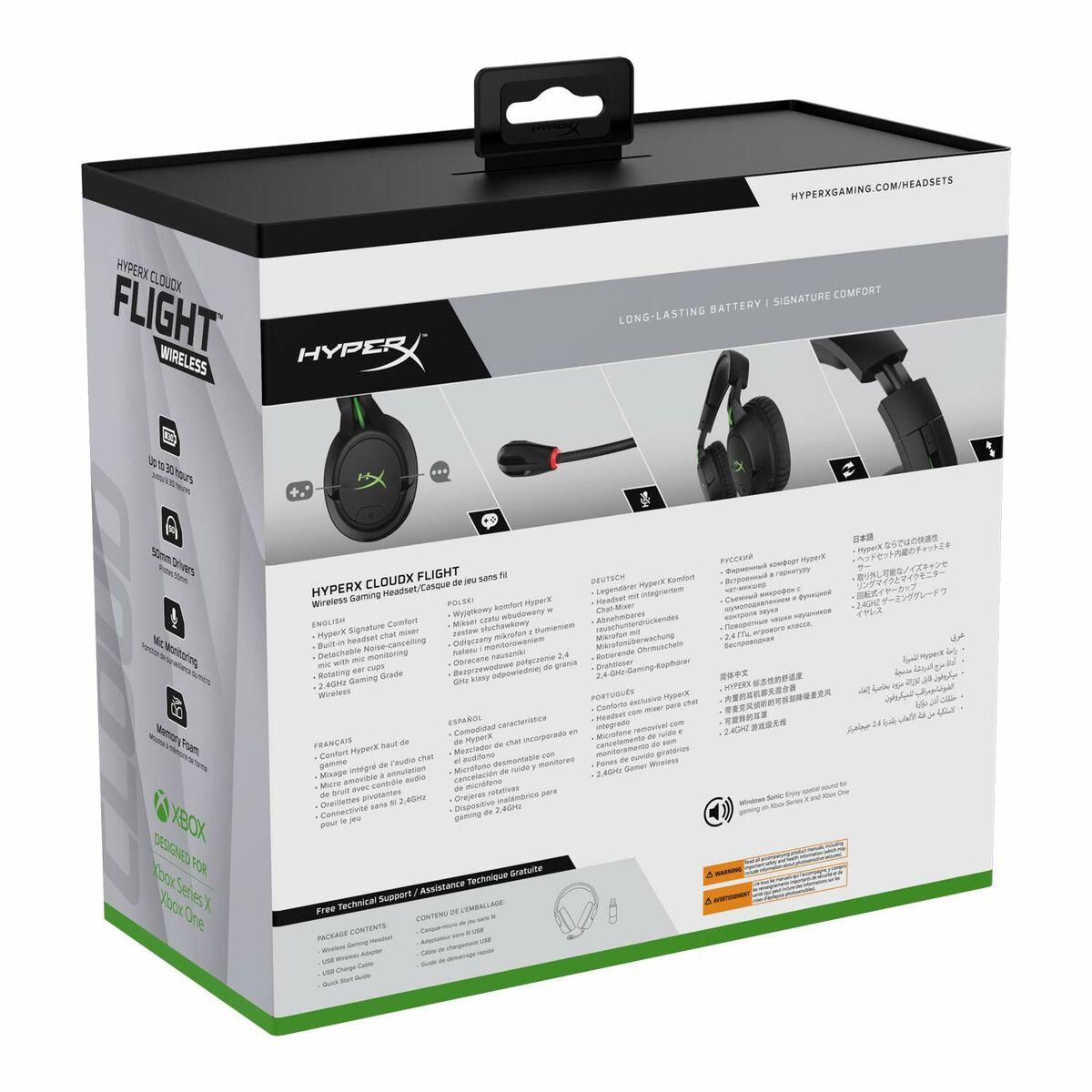 HyperX CloudX Flight Ã¢Â€Â“ Cuffie da gaming wireless [nero-verde] Ã¢Â€Â“ Xbox (HYPERX CLOUDX FLIGHT HX-HSCFX-B