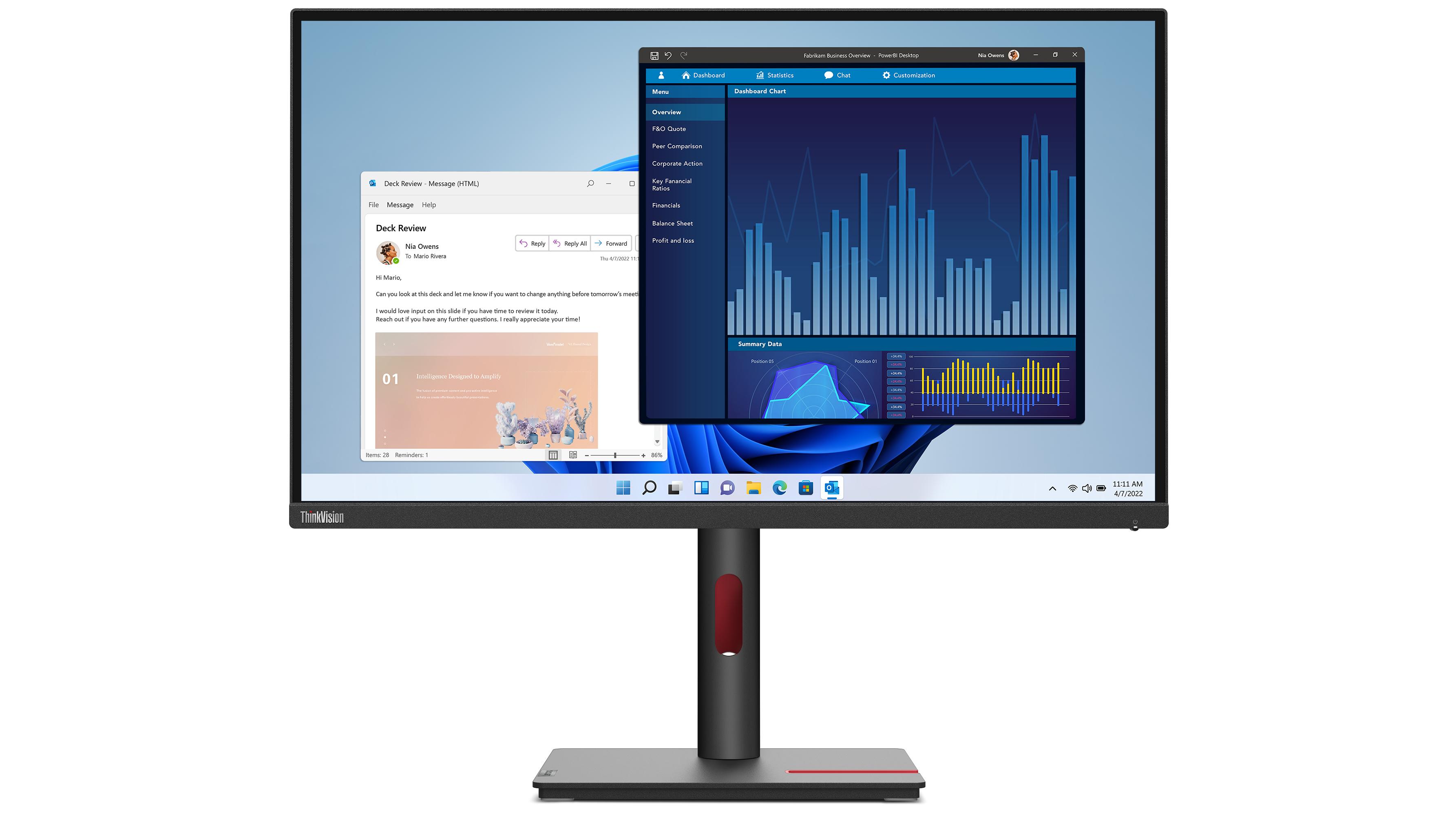 Lenovo ThinkVision T27p-30 27 3840 x 2160 (4K) HDMI DisplayPort USB-C 60Hz Pivot Skærm