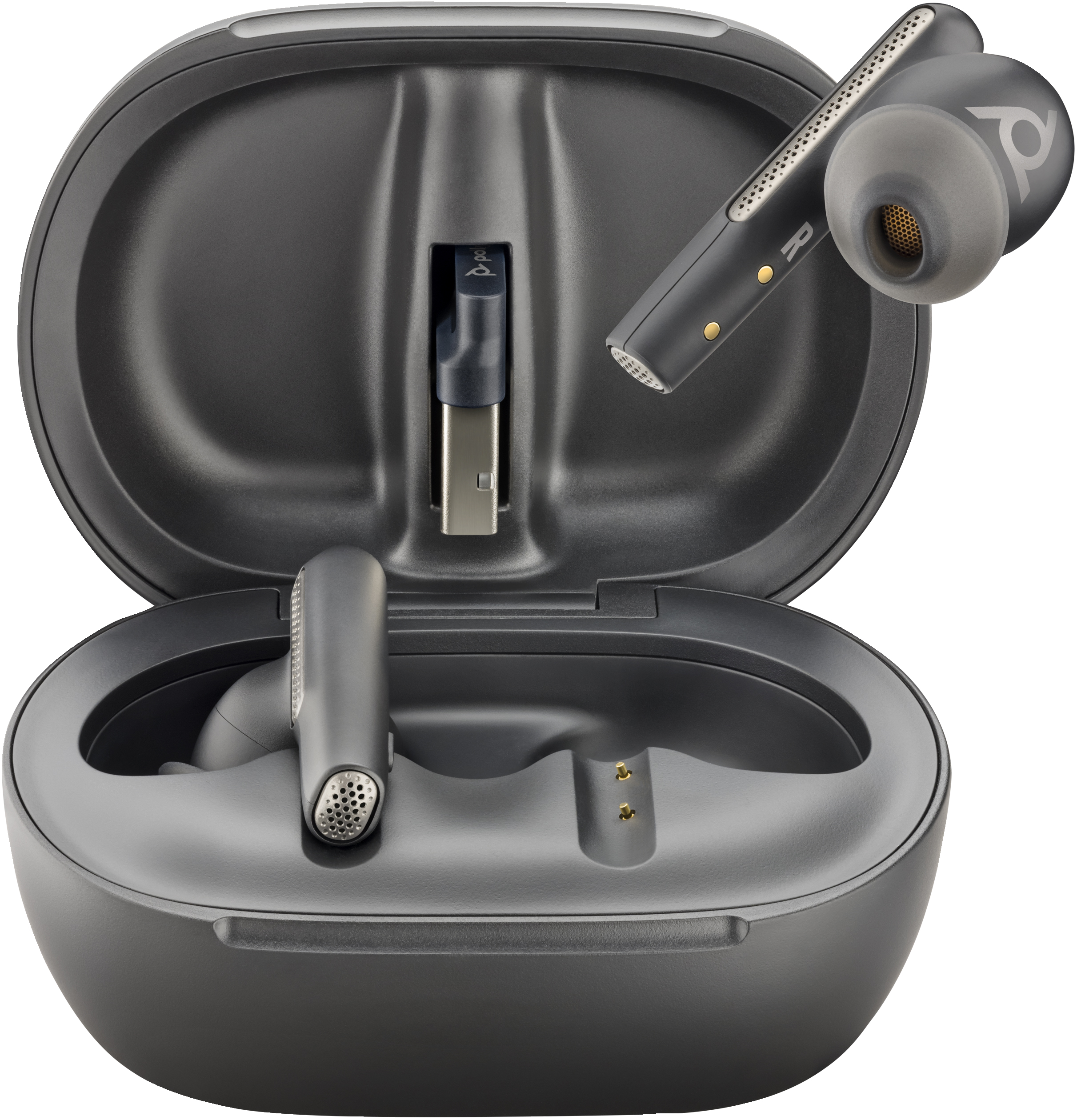 POLY Auricolari nerofumo Voyager Free 60+ UC + Adattatore BT700 USB-A + Custodia di ricarica touchscreen
