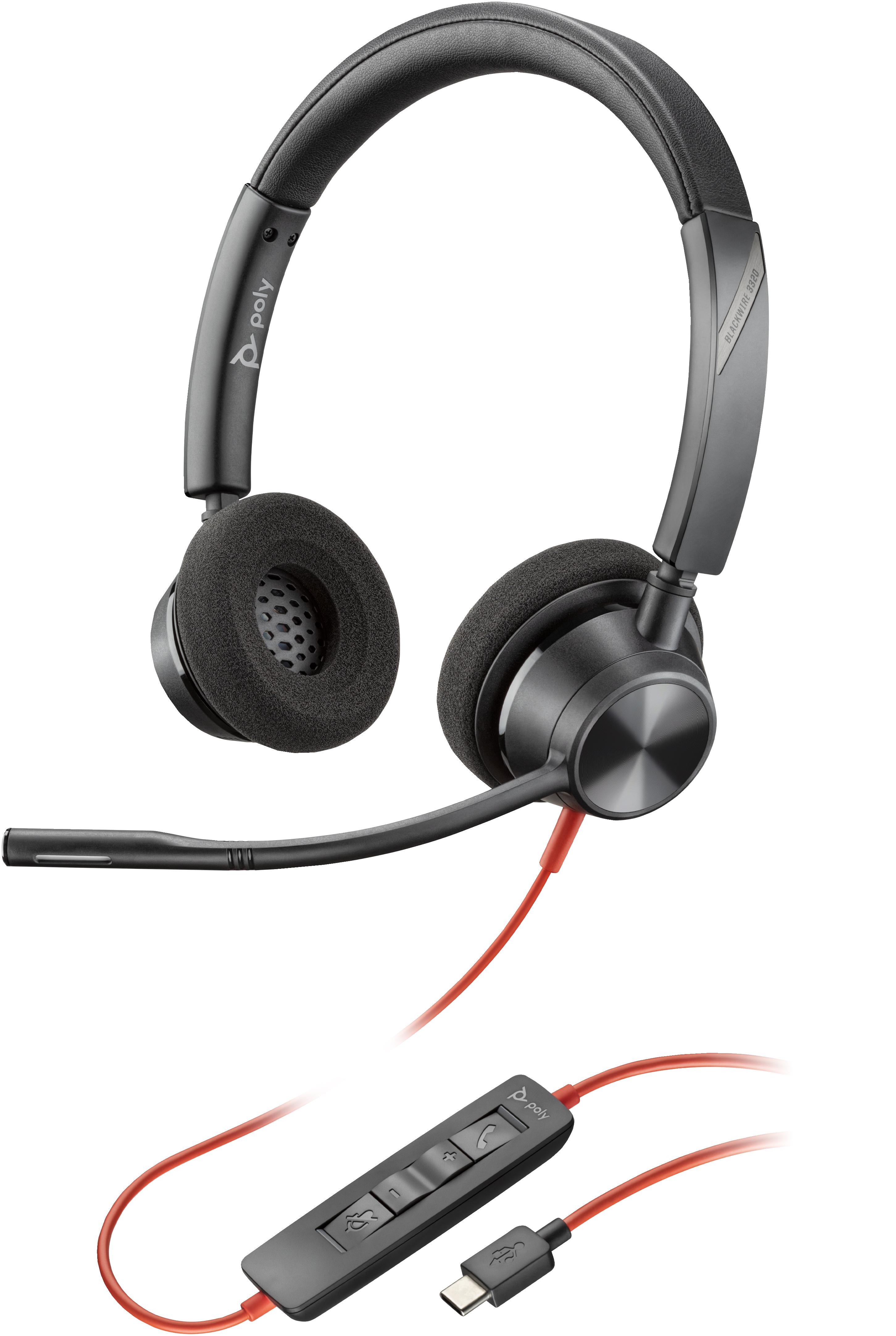 POLY Cuffie stereo Blackwire 3320 con connettore USB-C adattatore USB-C/A (POLY BW 3320 STEREO USB-C HS - USB-C/A)
