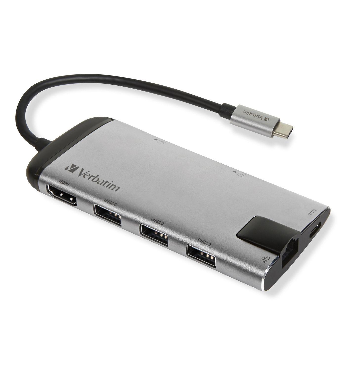 Verbatim 49142 replicatore di porte e docking station per laptop USB 3.2 Gen 1 (3.1 Gen 1) Type-C Nero, Argento
