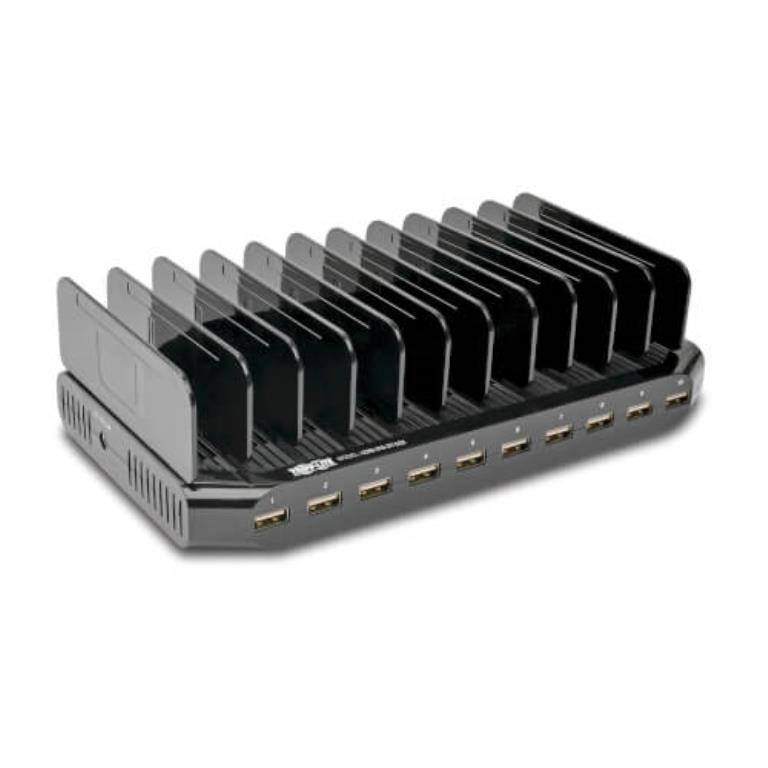 Tripp Lite Stazione di ricarica con 10 porte USB con divisori appositi, 12V 8A (96W max) - Cavo di alimentazione Schuko