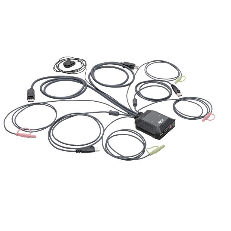 Tripp Lite Interruttore KVM 2 ports DisplayPort 1.1/USB con audio/vido cavi integrati condivisione di dispositivi USB