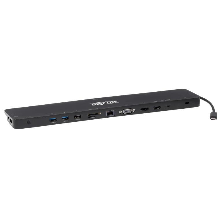 Tripp Lite USB-C Dock - supporto triplo display - 1 porta HDMI 4K - 1 porta DisplayPort 4K - 1 porta VGA - 3 porte USB 3.2 Gen