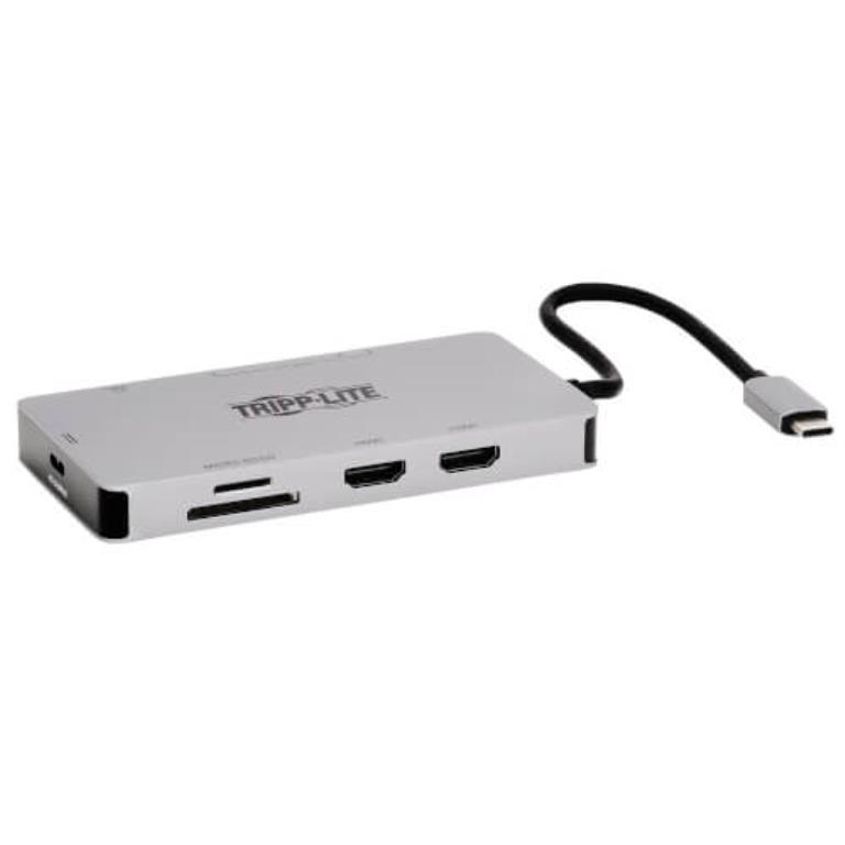 Tripp Lite USB-C Dock - supporto doppio display - 2 porte HDMI 4K a 60Hz - 2 porte USB 3.2 Gen 1 - 1 porta GbE - slot memory ca