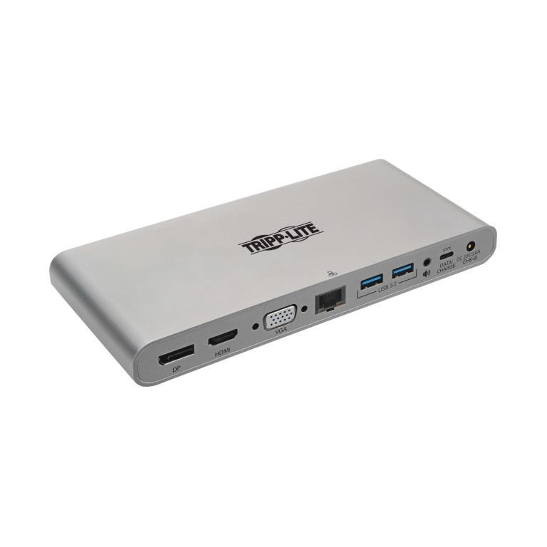 Tripp Lite USB-C Dock - supporto triplo display - 1 porta HDMI 4K - 1 porta VGA 1920 x 1200 60Hz - 1 porta DisplayPort 4K - 4 p