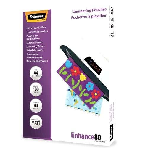 Pacchetto Fellowes di 100 coperture per plastificare il mate A4 - 80 micron - alta qualit - trasparente