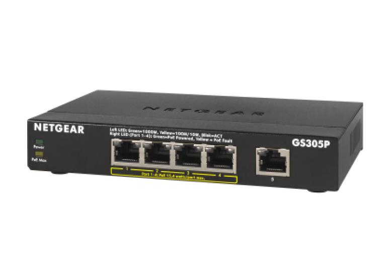 NETGEAR GS305Pv2 Non gestito Gigabit Ethernet 10/100/1000 Supporto Power over Ethernet PoE Nero (NETGEAR GS305Pv2 - Switch - un