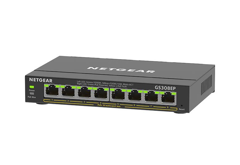 NETGEAR GS308EP Gestito L2/L3 Gigabit Ethernet 10/100/1000 Supporto Power over Ethernet PoE Nero (NETGEAR Plus GS308EP - Switch