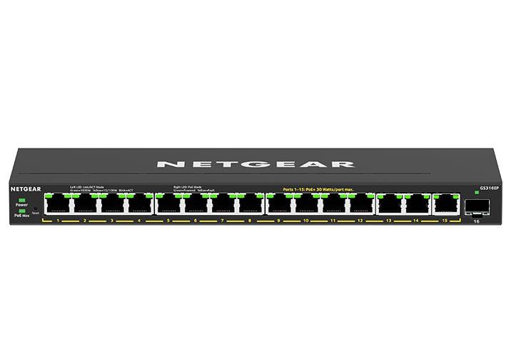 NETGEAR GS316EP Gestito Gigabit Ethernet 10/100/1000 Supporto Power over Ethernet PoE Nero (16PT GE PLUS SWCH W/ POE - )