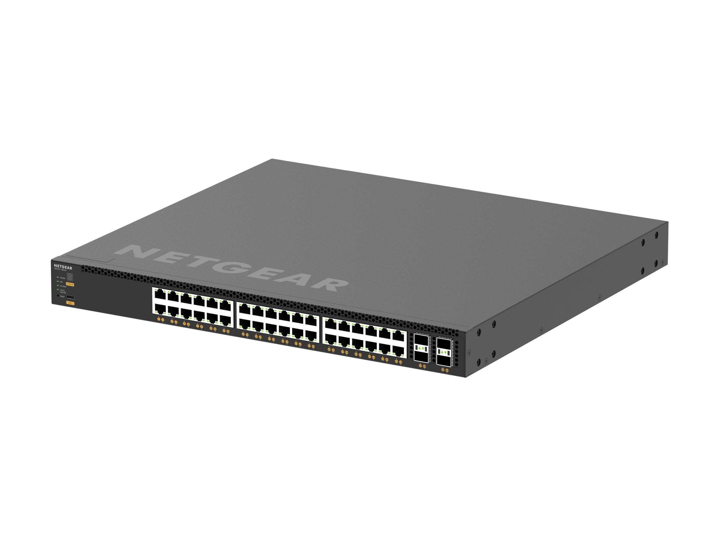NETGEAR M4350-36X4V Gestito L3 10G Ethernet 100/1000/10000 Supporto Power over Ethernet PoE 1U Nero (NETGEAR AV Line M4350-36X4