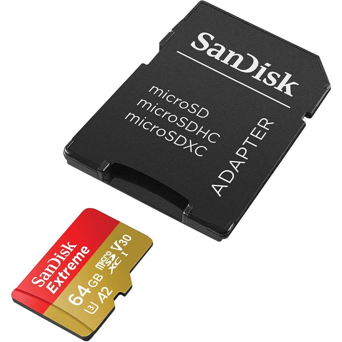 SanDisk Extreme 64 GB MicroSDXC UHS-I Classe 10 (EXTREME MICROSDXC 64GB SD - ADAPTER ACTION CAMS AND DRONES 1)