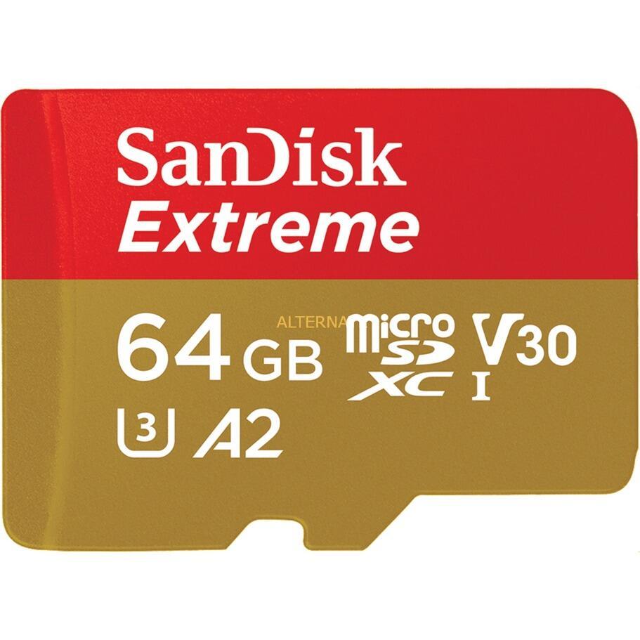 SanDisk Extreme 64 GB MicroSDXC UHS-I Classe 10 (EXTREME MICROSDXC 64GB SD - ADAPTER ACTION CAMS AND DRONES 1)