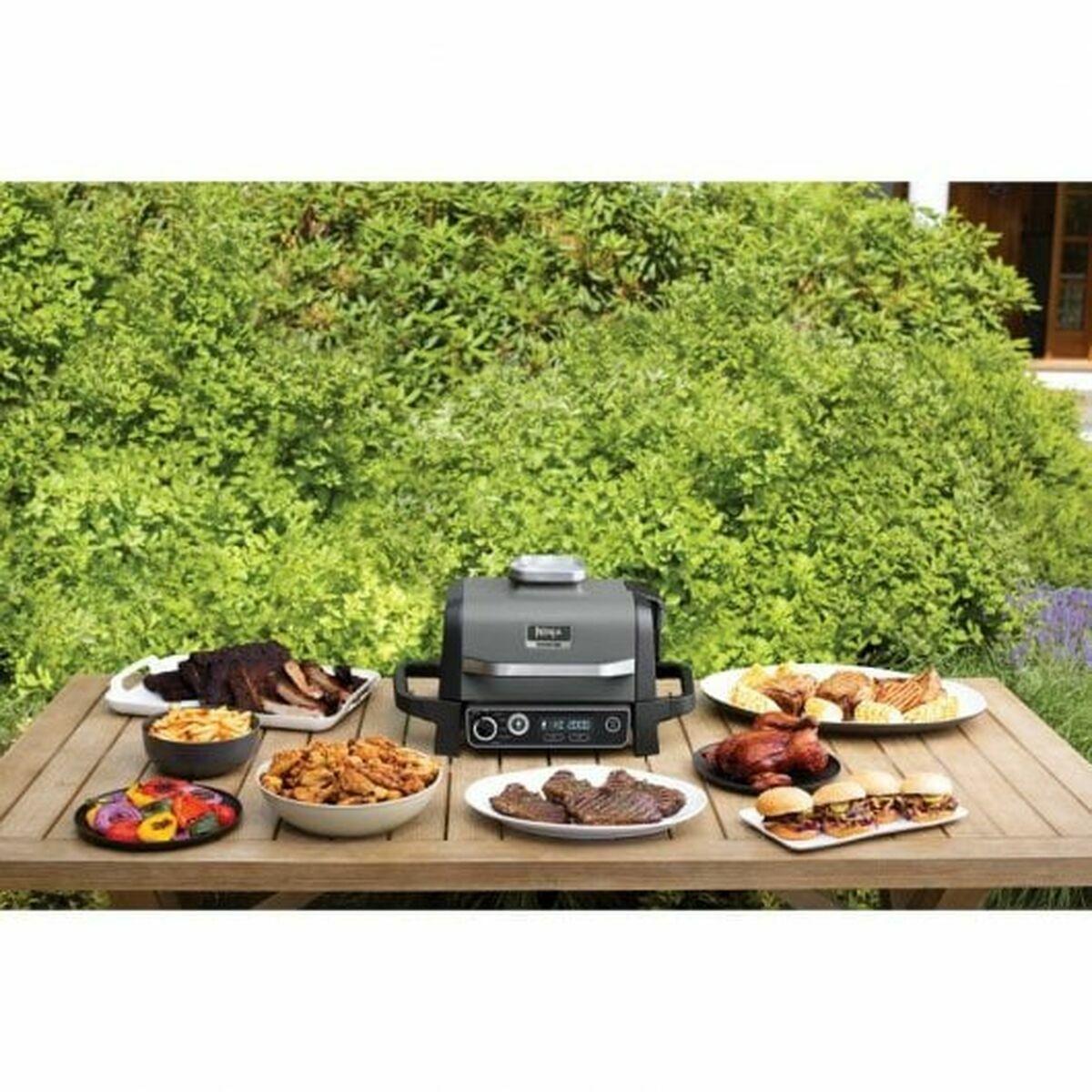 Leistung 2400W Grillplatten abnehmbar Extras wrmeisolierte Griffe herausnehmbare Fettauffangschale Kontrollleuchte Pelletkamm