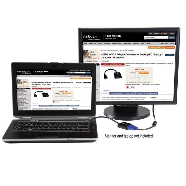 Adattatore HDMI a VGA - Convertitore HDMI a VGA per portatili desktop/laptop/ultrabook - 1920 x 1080 - Audio NO