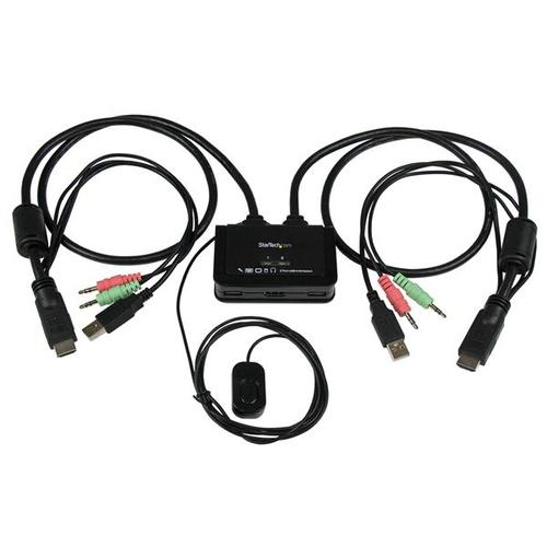 StarTech.com Switch KVM cavo HDMI USB 2 porte con audio e switch remoto Alimentazione USB