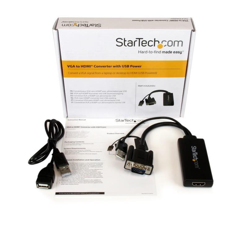 Adattatore Convertitore VGA a HDMI con Audio via USB - Cavo Convertitore Portatile VGA a HDMI - 1080p