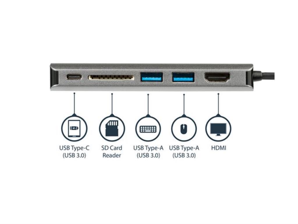 Adattatore USB-C Multiporta con HDMI - Lettore SD - 2xA 1xC - PD 3.0 - MAC/PC