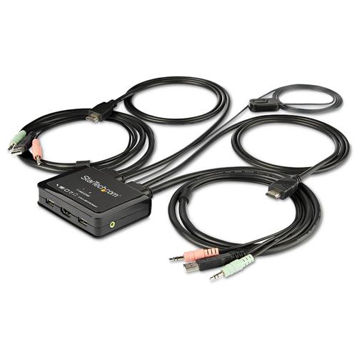 StarTech.com Switch KVM HDMI a 2 porte 4K 60Hz - Switch KVM compatto a doppia porta UHD/Ultra HD USB con cavi da 4 piedi integr