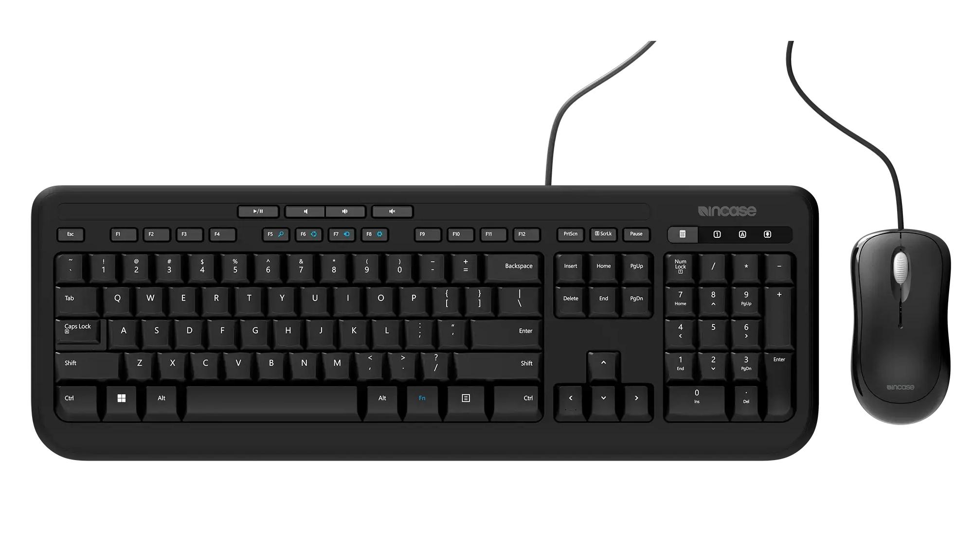 Incase Designed by Microsoft Wired Desktop 600 tastiera Mouse incluso Universale USB QWERTY Tedesco Nero