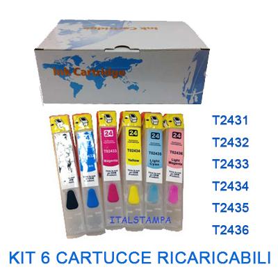 Cartuccia ricaricabile vuota per Epson T2431 T2432 T2433 T2434 T2435 T2436 con chip autoreset