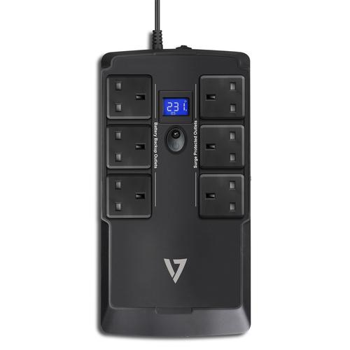 V7 UPS da 750 VA Desktop (750VA DESKTOP UPS LCD 6 OUT - 3 UPS3 SURGE UK 230V USB RJ45 I)