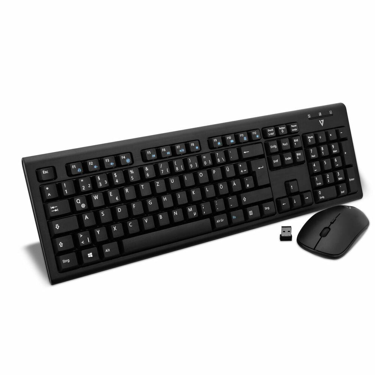 V7 Set tastiera e mouse wireless DE (WIRELESS KEYB MOUSE DESKTOP DE - GERMAN LAYOUT DE GR) - Versione Tedesca