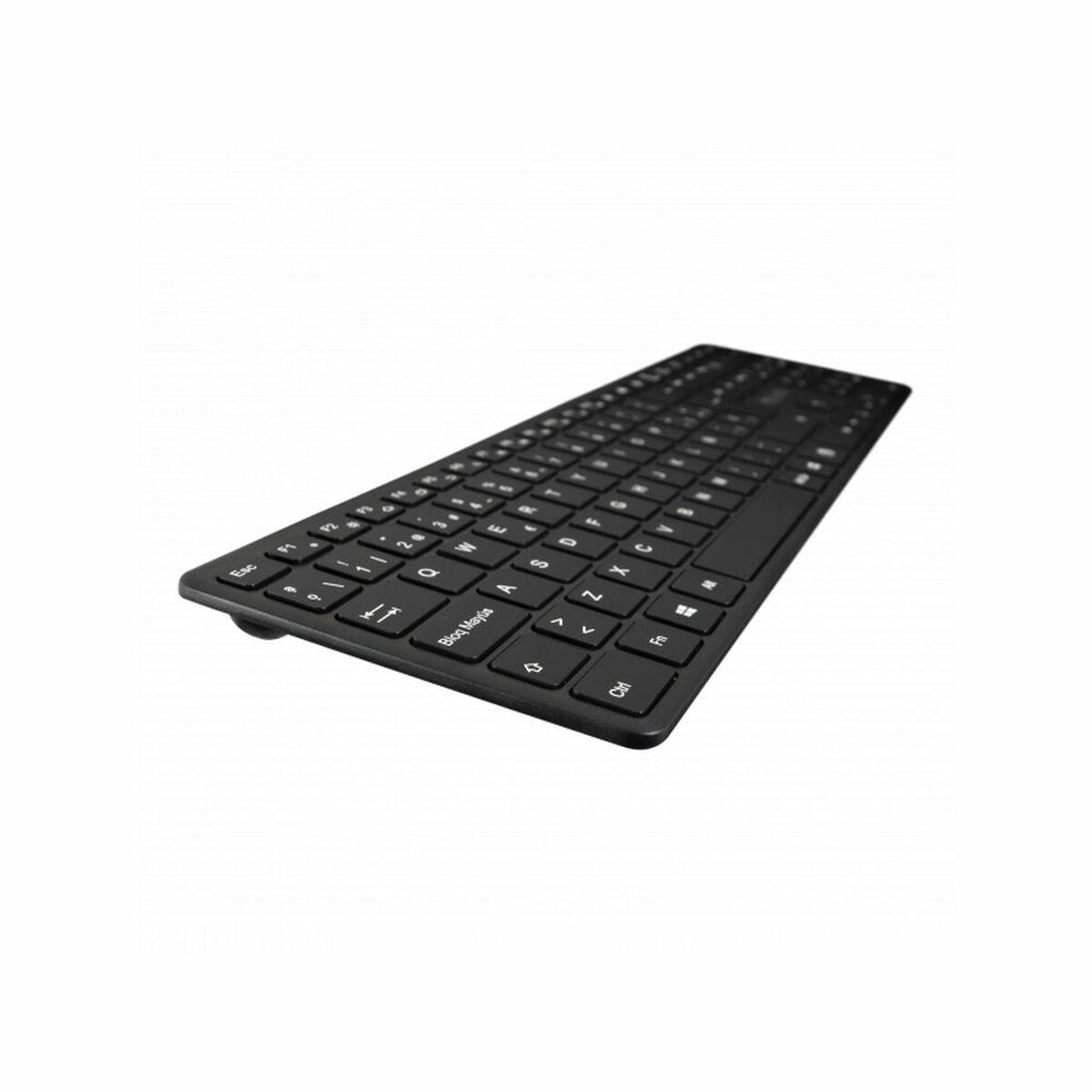 V7 Tastiera Bluetooth KW550ESBT da 24 GHZ a due modalit QWERTY spagnolo - Nero (BLUETOOTH SILENT KEYBOARD ES - 2.4GHZ DUAL MOD