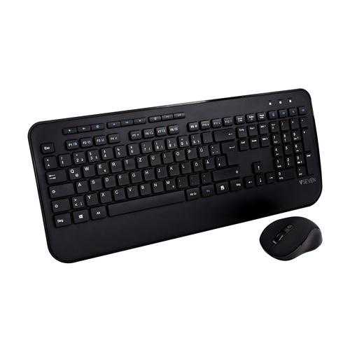 V7 Tastiera full-size/poggiapolsi QWERTY tedesco CKW300DE nero (PRO WIRELESS KB MOUSE COMBO DE - FULL SIZE/PALM REST GERMAN) -