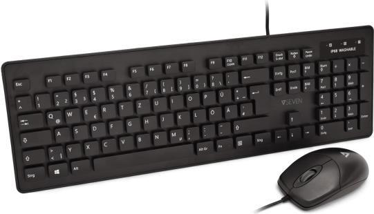 V7 Mouse e tastiera antimicrobici lavabili USB sensori ottici specifica IP68 impermeabili (WASHABLE KEYBOARD MOUSECOMBO DE - US