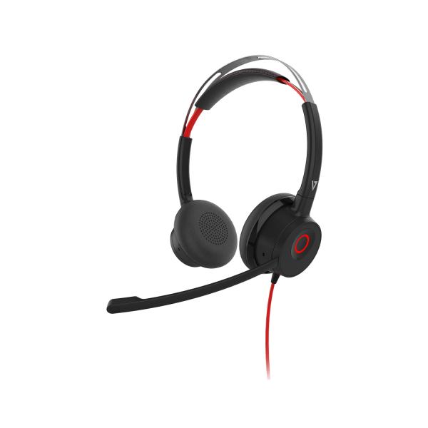 V7 Cuffie Premium con microfono ENC con cancellazione del rumore, regolatore remoto, cuffie digitali, laptop, Chromebook, USB A