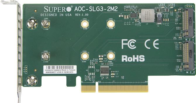 AOC-SLG3-2M2 - PCIe - M.2 - Basso profilo - PCIe 3.0 - Verde - 10 - 55 C