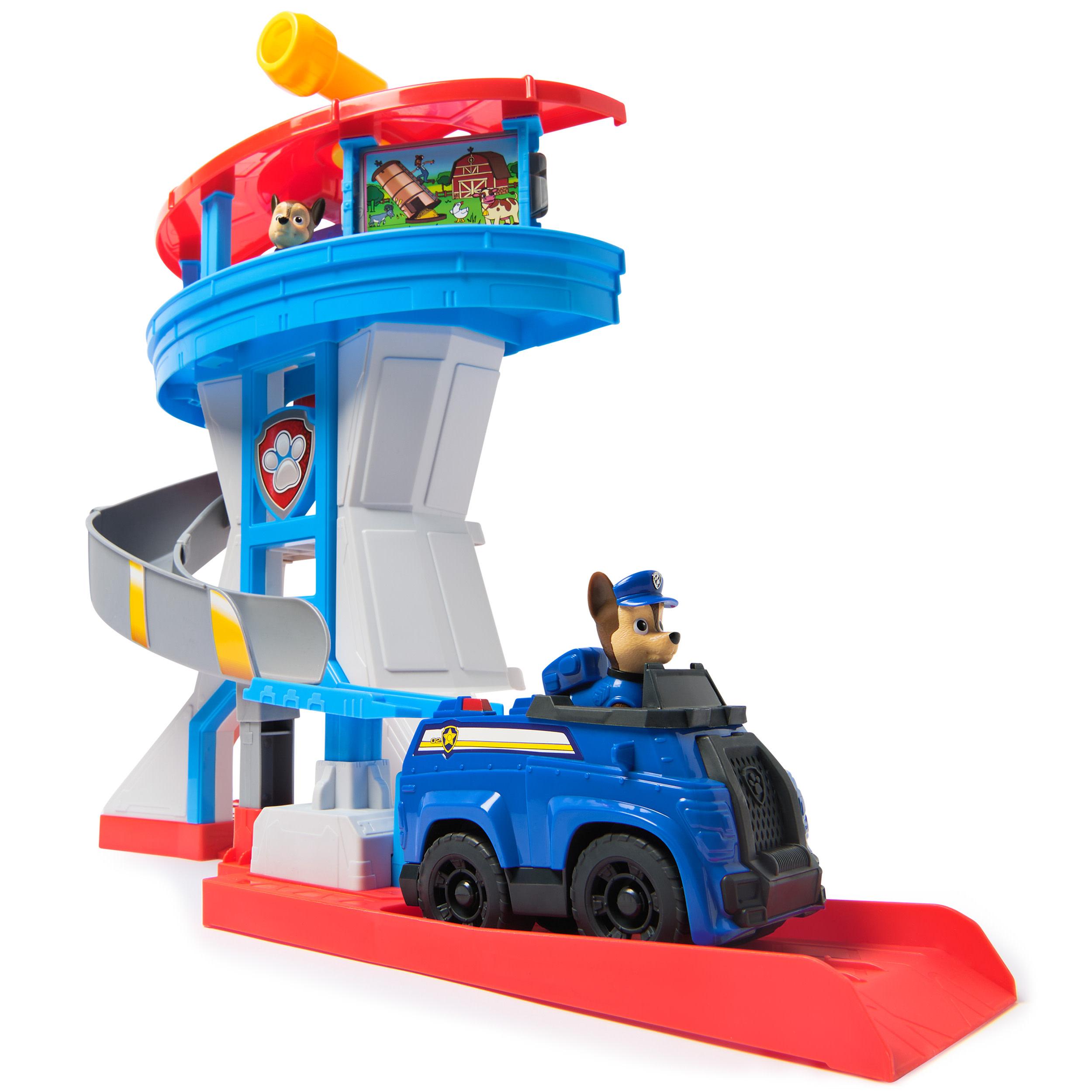 PAW Patrol Torre di controllo , torre da 20 cm con action figure di Chase, veicolo di soccorso e propulsore, giocattoli per bam