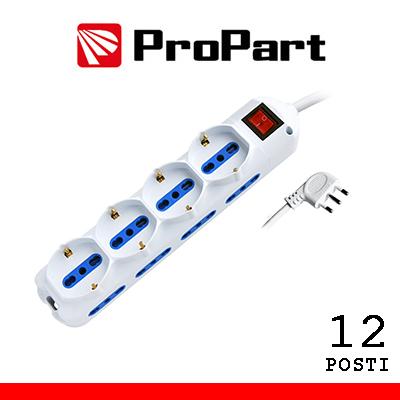 Multipresa 12pos bipasso bipasso/schuko spina16A interr.